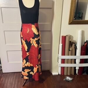 Favorite Floral skirt - Red orange and black vintage floral print